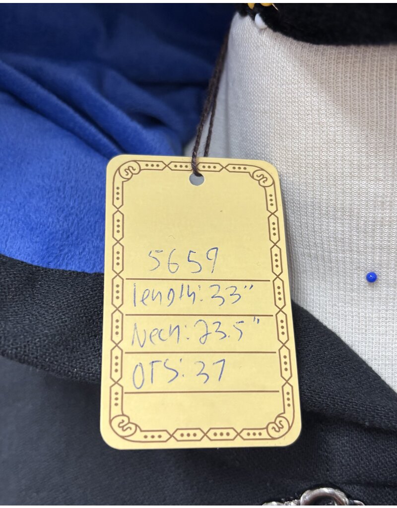 5659 - Washable Black Cotton Cloak W/ Phoenix Embroidery and Blue Hood lining & Pockets