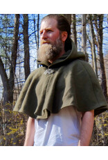 Cloakmakers.com 5660-Washable OD Green Wool Cloak w/ Triple Medallion Clasp