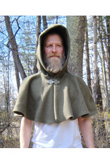 Cloakmakers.com 5660-Washable OD Green Wool Cloak w/ Triple Medallion Clasp