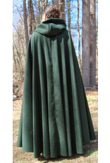 Cloakmakers.com 5661-Forest Green Wool Blend Cloak w/ Black Hood Lining & Multi-Leaf Clasp