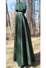 Cloakmakers.com 5661-Forest Green Wool Blend Cloak w/ Black Hood Lining & Multi-Leaf Clasp