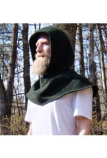 Cloakmakers.com H528-Washable Dark Green Wool Hooded Cowl
