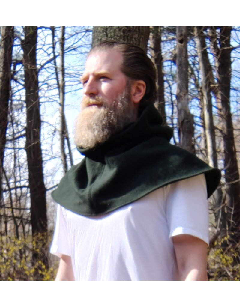 Cloakmakers.com H528-Washable Dark Green Wool Hooded Cowl
