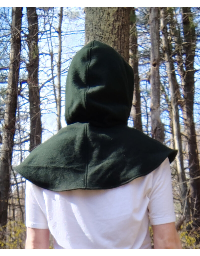 Cloakmakers.com H528-Washable Dark Green Wool Hooded Cowl