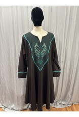Cloakmakers.com J896-Lightweight Washable Brown Wool Tunic with Elven Antler Embroidery