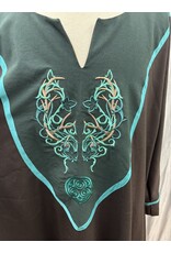 Cloakmakers.com J896-Lightweight Washable Brown Wool Tunic with Elven Antler Embroidery