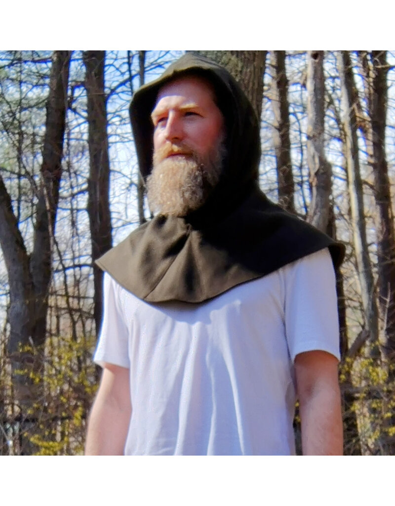 Cloakmakers.com H529-Brown Wool Blend Hooded Cowl