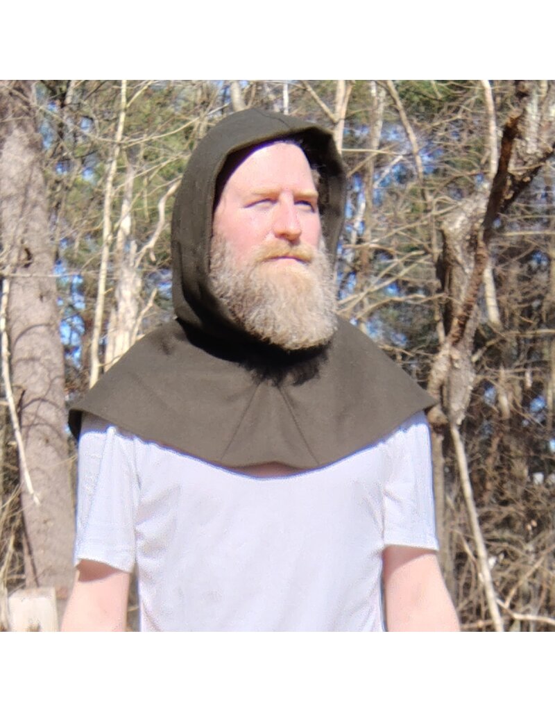 Cloakmakers.com H529-Brown Wool Blend Hooded Cowl