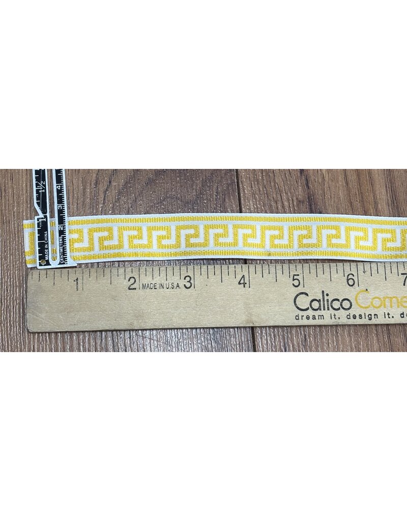 Cloakmakers.com Greek Key Trim - Yellow/White, Woven, Narrow