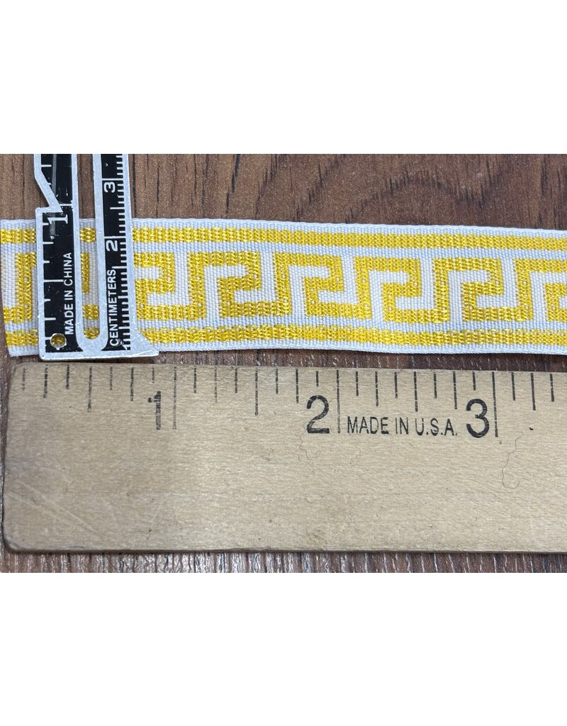 Cloakmakers.com Greek Key Trim - Yellow/White, Woven, Narrow