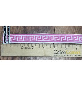 Cloakmakers.com Greek Key Trim - Pink/White, Woven, Narrow