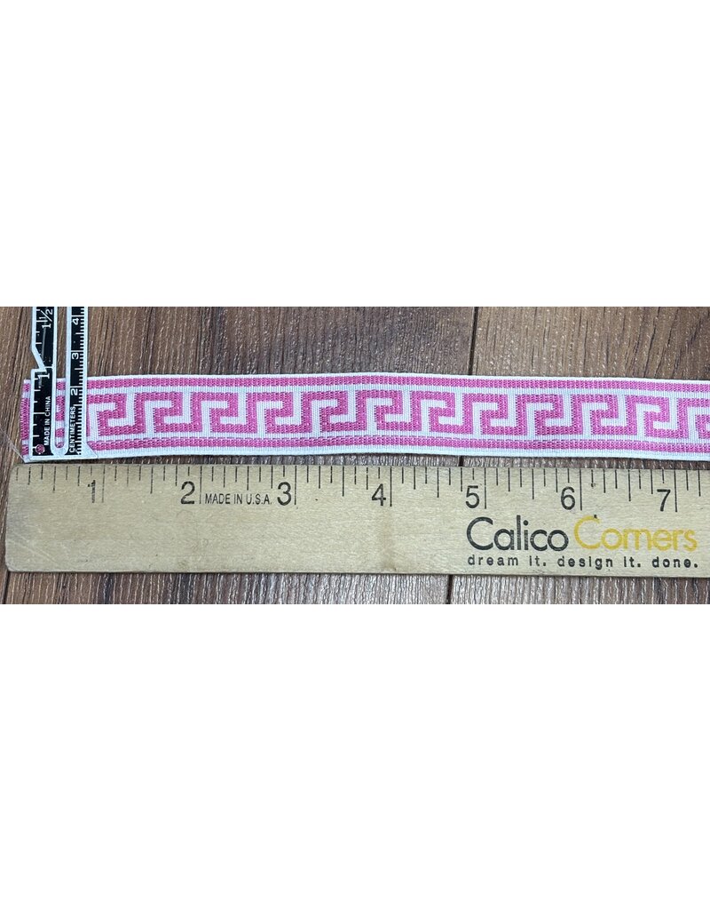 Cloakmakers.com Greek Key Trim - Pink/White, Woven, Narrow