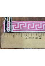 Cloakmakers.com Greek Key Trim - Pink/White, Woven, Narrow