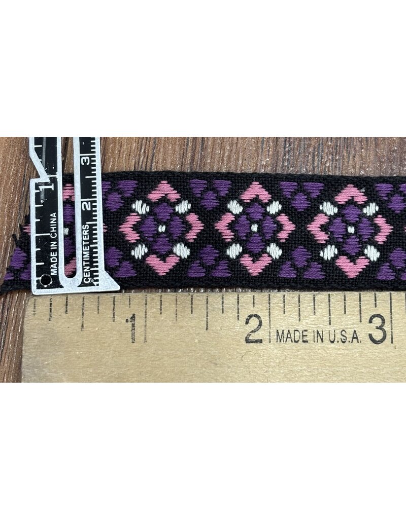 Cloakmakers.com Early Period Diamond Triangle Trim - Purple/Pink on Black