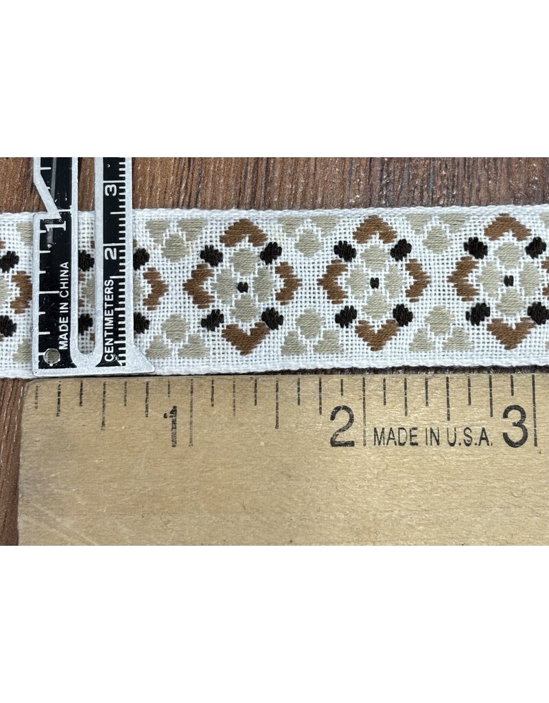 Cloakmakers.com Early Period Diamond Triangle  Trim - Tan/Brown on White