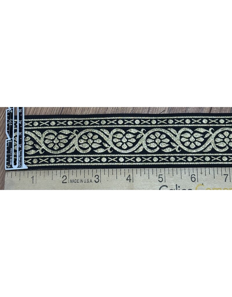 Cloakmakers.com 7 Petal Vine Trim - Gold on Black