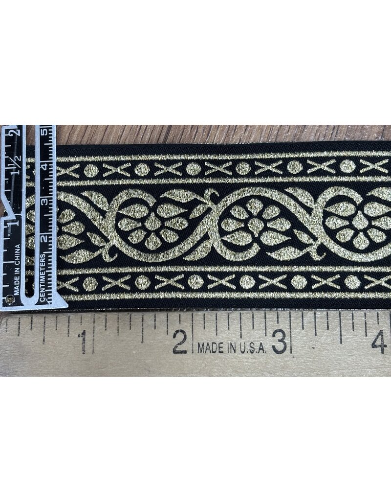 Cloakmakers.com 7 Petal Vine Trim - Gold on Black