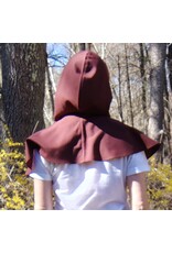 Cloakmakers.com H482 - Burgundy Hooded Cowl w/ Gold & Burgundy Trim
