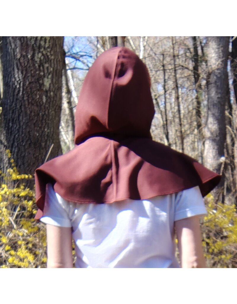 Cloakmakers.com H482 - Burgundy Hooded Cowl w/ Gold & Burgundy Trim
