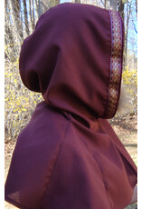 Cloakmakers.com H482 - Burgundy Hooded Cowl w/ Gold & Burgundy Trim