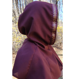Cloakmakers.com H482 - Burgundy Hooded Cowl w/ Gold & Burgundy Trim