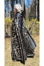 Cloakmakers.com 5665-Washable Black & Gold Brocade Cloak w/ Black Hood Lining