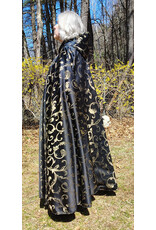 Cloakmakers.com 5665-Washable Black & Gold Brocade Cloak w/ Black Hood Lining