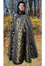 Cloakmakers.com 5665-Washable Black & Gold Brocade Cloak w/ Black Hood Lining