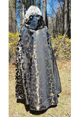 Cloakmakers.com 5665-Washable Black & Gold Brocade Cloak w/ Black Hood Lining