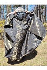 Cloakmakers.com 5665-Washable Black & Gold Brocade Cloak w/ Black Hood Lining