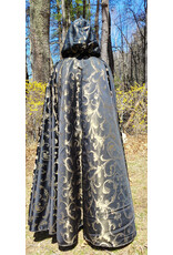 Cloakmakers.com 5665-Washable Black & Gold Brocade Cloak w/ Black Hood Lining
