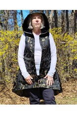 Cloakmakers.com J882-Washable Black & Gold Polyester Vest w/ Black Hood Lining & Pockets