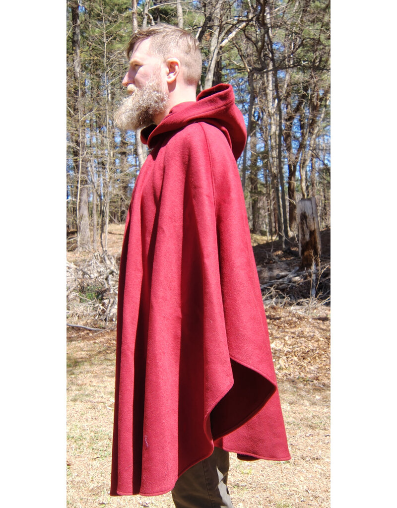 Cloakmakers.com 5669-Washable Maroon Wool Blend Cloak w/ Gothic Rose Clasp