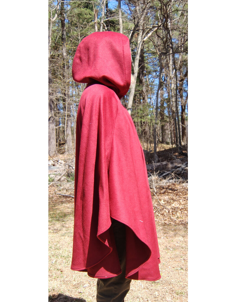 Cloakmakers.com 5669-Washable Maroon Wool Blend Cloak w/ Gothic Rose Clasp