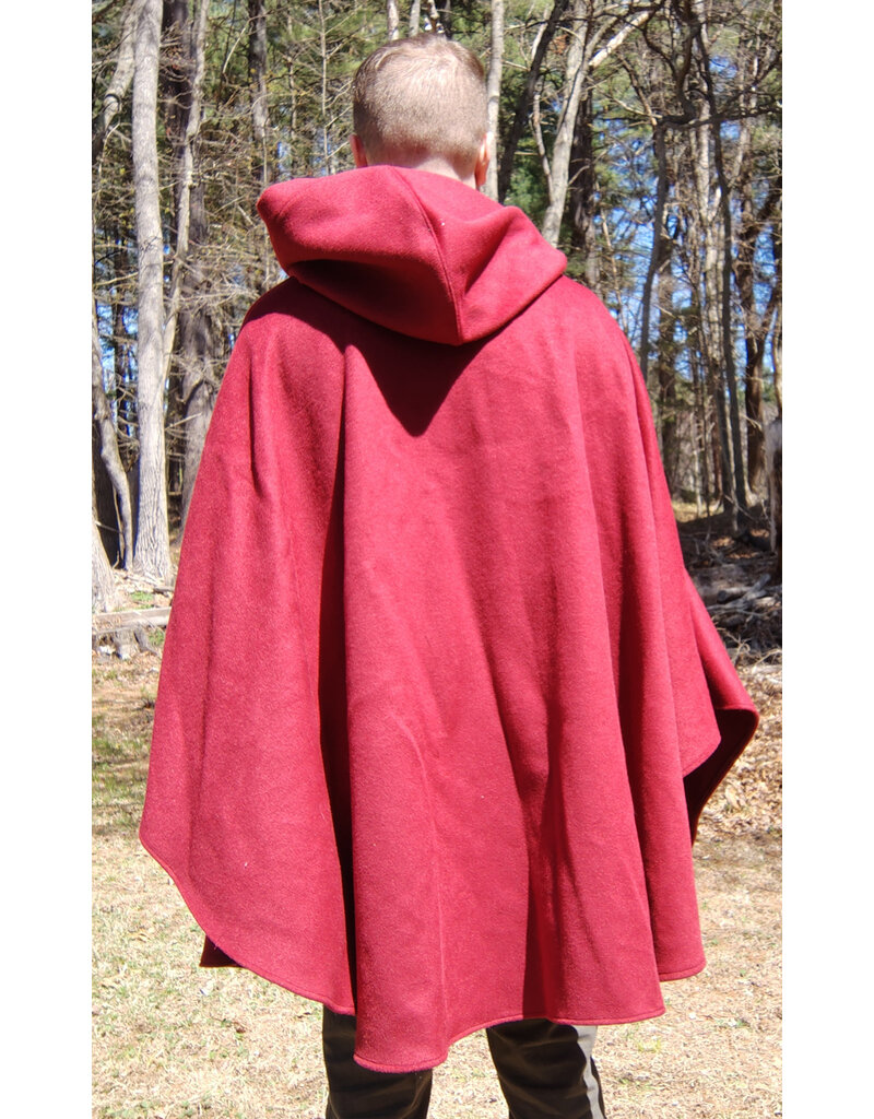 Cloakmakers.com 5669-Washable Maroon Wool Blend Cloak w/ Gothic Rose Clasp