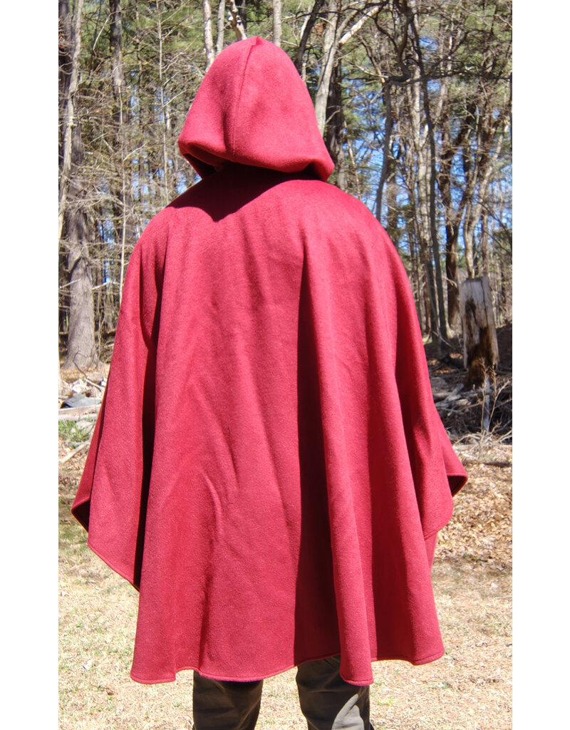 Cloakmakers.com 5669-Washable Maroon Wool Blend Cloak w/ Gothic Rose Clasp