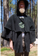 Cloakmakers.com 5673-Washable Black Wool Cloak w/Green Dragon Embroidery & Mantle