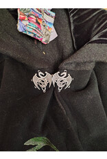 Cloakmakers.com 5673-Washable Black Wool Cloak w/Green Dragon Embroidery & Mantle
