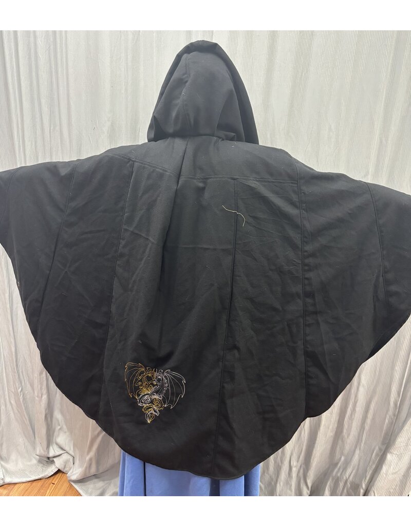 Cloakmakers.com 5674 - Black Wool Cloak w/Intertwined Dragon Embroidy