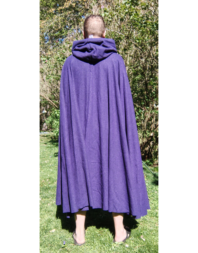 Cloakmakers.com 5677-Washable Purple Wool Cloak w/ Black Hood Lining & Gothic Rose Clasp