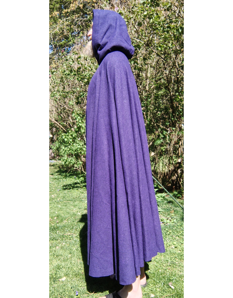 Cloakmakers.com 5677-Washable Purple Wool Cloak w/ Black Hood Lining & Gothic Rose Clasp