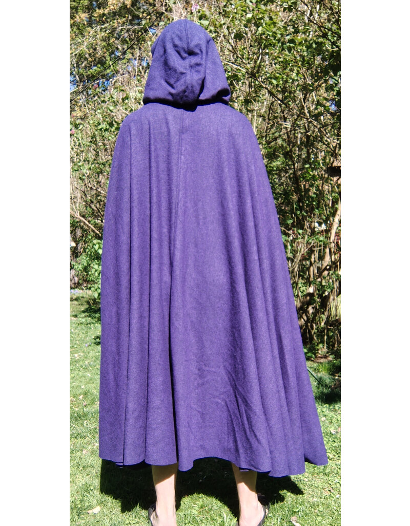Cloakmakers.com 5677-Washable Purple Wool Cloak w/ Black Hood Lining & Gothic Rose Clasp