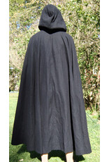 Cloakmakers.com 5679-Washable Black Wool Cloak w/ Blue Hood Lining & Triple Medallion Clasp