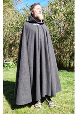 Cloakmakers.com 5681-Heathered Grey Wool Blend Cloak w/ Silver Straight Leaf Clasp