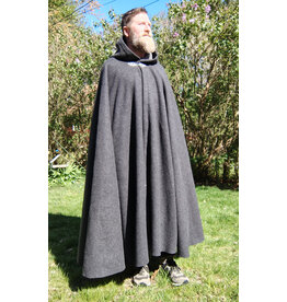 Cloakmakers.com 5681-Heathered Grey Wool Blend Cloak w/ Silver Straight Leaf Clasp