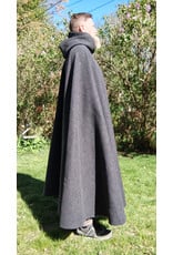 Cloakmakers.com 5681-Heathered Grey Wool Blend Cloak w/ Silver Straight Leaf Clasp