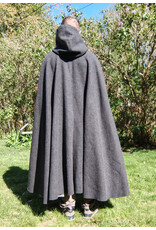 Cloakmakers.com 5681-Heathered Grey Wool Blend Cloak w/ Silver Straight Leaf Clasp