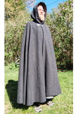 Cloakmakers.com 5681-Heathered Grey Wool Blend Cloak w/ Silver Straight Leaf Clasp