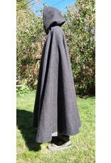 Cloakmakers.com 5681-Heathered Grey Wool Blend Cloak w/ Silver Straight Leaf Clasp