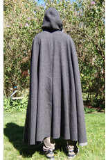 Cloakmakers.com 5681-Heathered Grey Wool Blend Cloak w/ Silver Straight Leaf Clasp